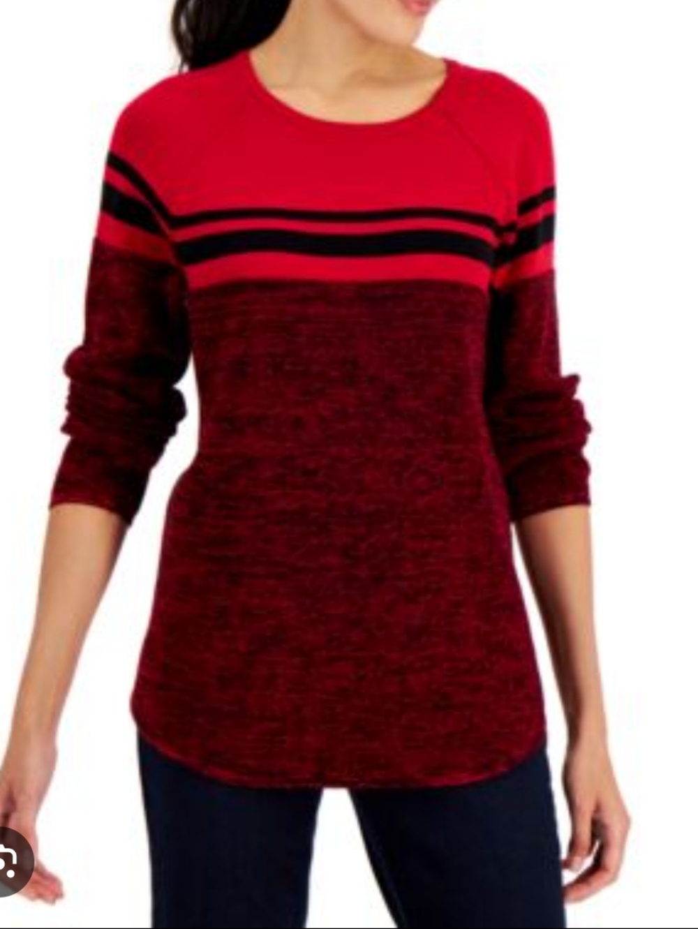 Karen Scott Petit Cotton Sweater Coloblock Size  PM Nwt
